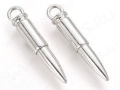 Подвеска Пуля 02 Кулон 33*6мм античное серебро (литьё)