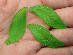 Подвеска акриловый Листик 15 матовый 39*14*3,5мм зелёный полупрозрачный (акрил)