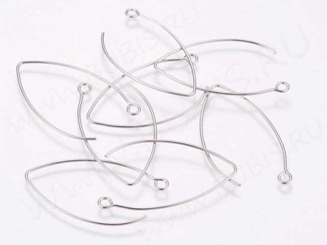 Швензы-крючки №097 петли большие 40*21*0,7мм цвет платины (Хирургическая сталь) (1 пара)