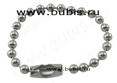 (СКИДКИ!!!) Цепочка для брелка 03 шариковая с замочком 95*2,2мм цвет платины (Iron) (10шт.)