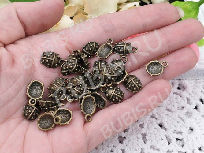 Подвеска Жук 03 14,5*10*4мм античная бронза (литьё)