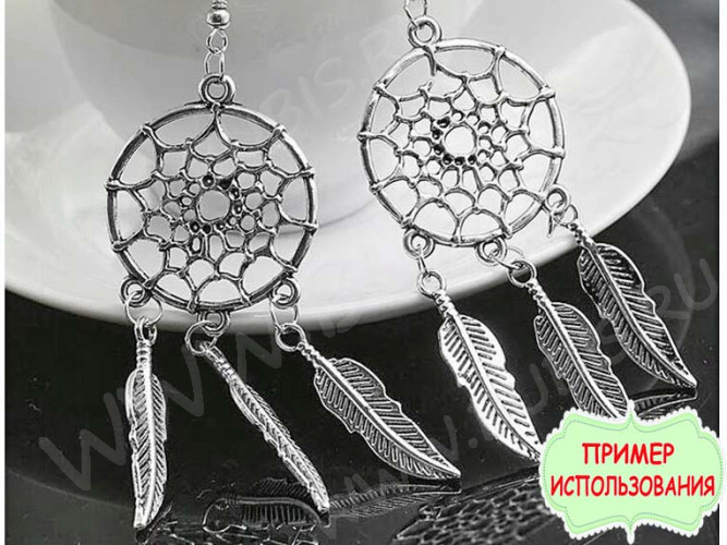 365 Коннектор на 3 нити Цветочек 33*27*2мм античное серебро (литьё)