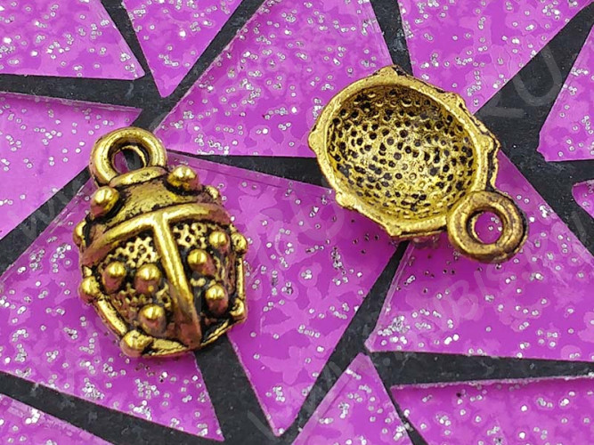 Подвеска Жук 03 14,5*10*4мм античное золото (литьё)