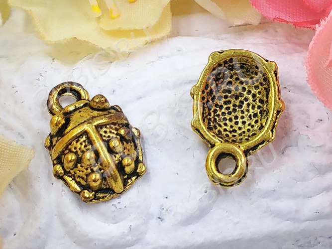 Подвеска Жук 03 14,5*10*4мм античное золото (литьё)