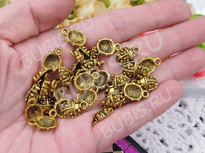 Подвеска Жук 03 14,5*10*4мм античное золото (литьё)