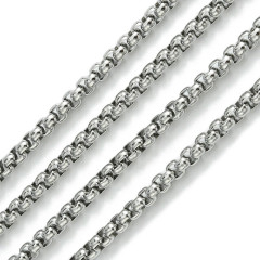 Цепочка S115 Ювелирная сталь Ролло (Rolo) квадрат "Коробок" 5*5мм цвет платины (Хирургическая сталь)(50см)