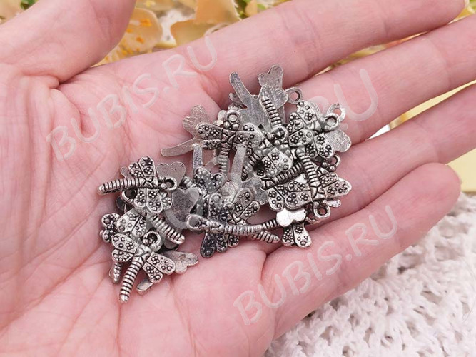 Подвеска Стрекоза 01 18*15*2мм античное серебро (ЛИТЬЁ)