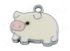 Подвеска Свинка 01 19,5*18,5*1,6мм молочно-розовая (цветные подвески)