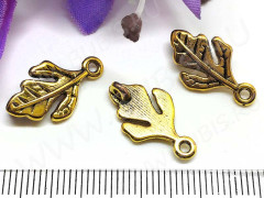 Подвеска Листик 17 коннектор 19,5*11*2мм античное золото (литьё)