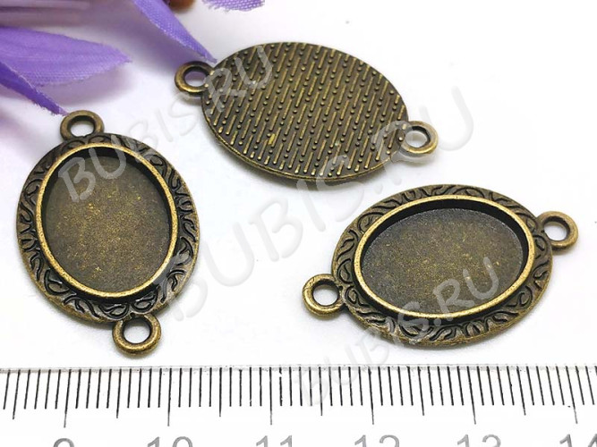 281 Коннектор-сеттинг Овал (сеттинг 18*13мм) 31,5*19,5*2,5мм античная бронза (литьё)
