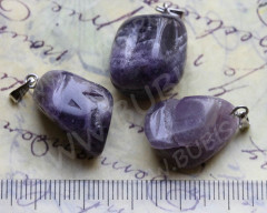 Подвеска Бесформенная 01 3D 26-32*10-15мм Аметист тёмный натуральный (камни)