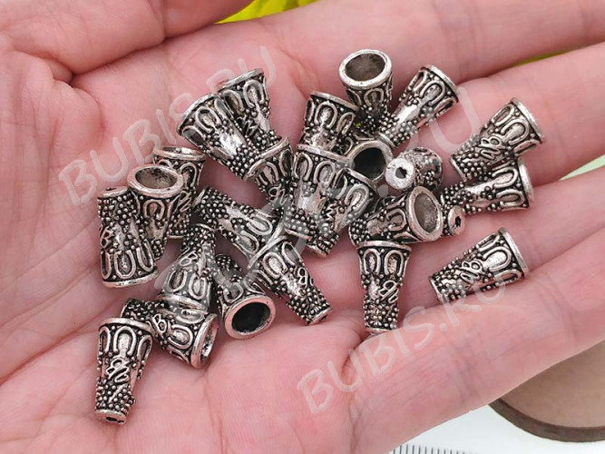 244 Шапочка Конус концевик 13*8*8мм античное серебро (литьё)