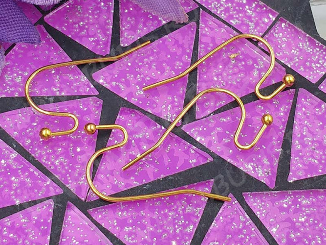 (СКИДКИ!!!) Швензы-крючки №005 с шариком 20*12мм золотистые без никеля (Brass) (10 пар)