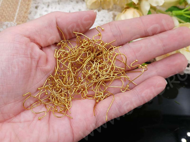 (СКИДКИ!!!) Швензы-крючки №005 с шариком 20*12мм золотистые без никеля (Brass) (10 пар)