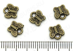 (СКИДКИ!!!) Подвеска Бабочка 40 двусторонняя маленькая 7,3*7,2*2,4мм античная бронза (литьё) (10шт.)