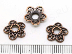 (СКИДКИ!!!) 053 Шапочка Цветочек ажурный 12*11,5*3мм античная медь (литьё) (10шт.)