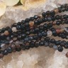 Купить (ОПТ) Бусина округлая ГРАНЁНАЯ 4мм Агат коричнево-чёрный натуральный (камни) (НИТЬ) с доставкой по России