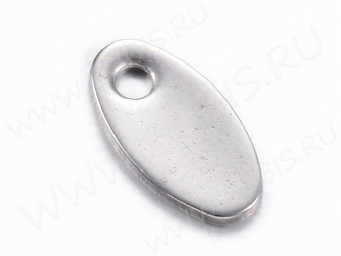 Подвеска Жетон 18 Овал 9*5*1мм цвет платины (Хирургическая сталь) (10шт)