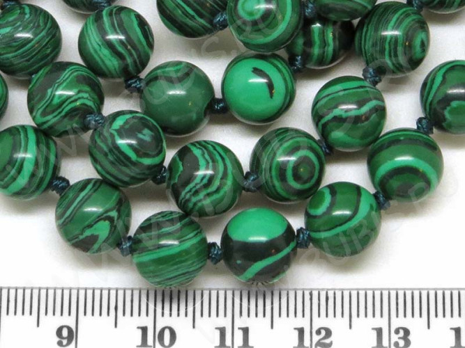 (ОПТ) Бусина округлая 10мм Малахит синт. (камни) (НИТЬ)