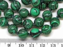 (ОПТ) Бусина округлая 10мм Малахит синт. (камни) (НИТЬ)