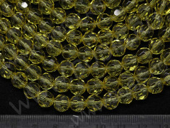 Бусина округлая гранёная 8*8*7,5мм св.оливковая прозрачная (стекло) (10шт.)