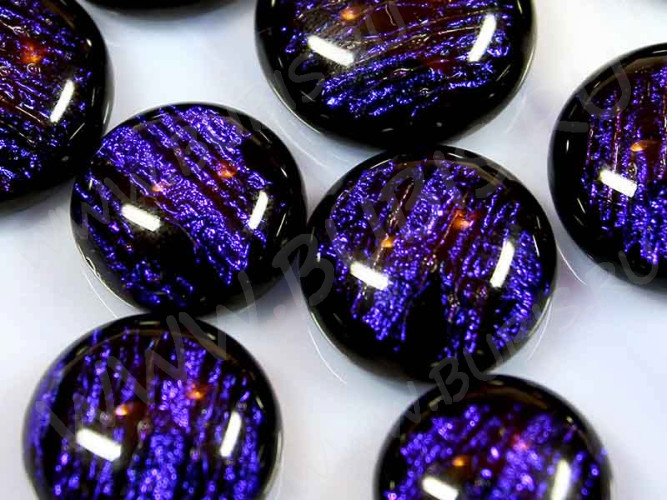 Кабошон Фьюзинг Круглый 14-18мм Дихроик синий с черным на чёрном
