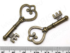 Подвеска Ключик 40 3D 44*18,5*3,5мм античная бронза (литьё)