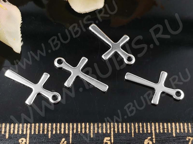 Подвеска Крестик 17 тонкий 15,5*9,5*0,7мм цвет платины (Хирургическая сталь)