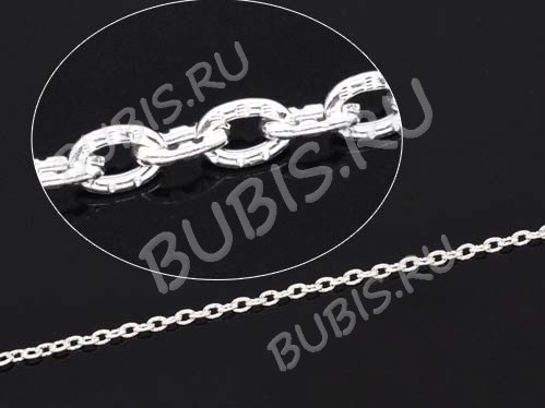 Цепочка I071 с узором звено 3*2мм серебристая (Iron) (50см)
