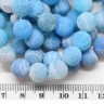 Купить (ОПТ) Бусина округлая 10мм матовый Агат кракле голубой полупрозрачный (камни) (НИТЬ) с доставкой по России