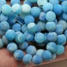 Купить (ОПТ) Бусина округлая 10мм матовый Агат кракле голубой полупрозрачный (камни) (НИТЬ) с доставкой по России
