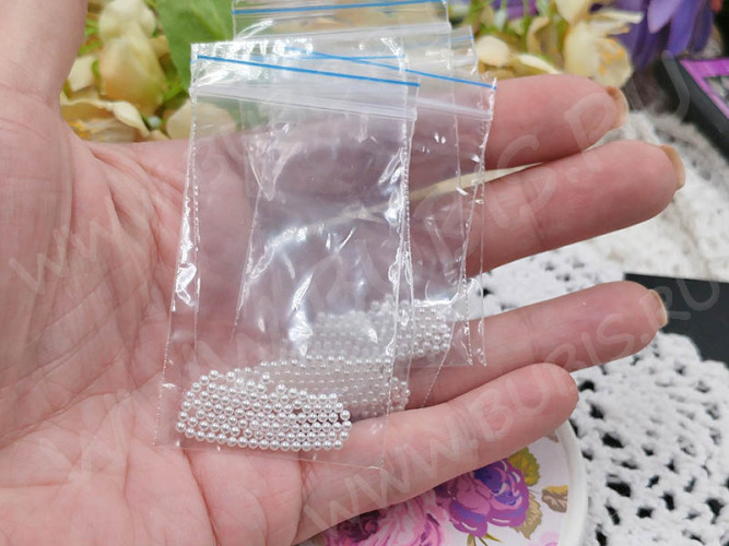 Наполнение для смолы и бутылочек 097 шарики без отверстий 2мм  жемчужные белые (декор) (100шт.)