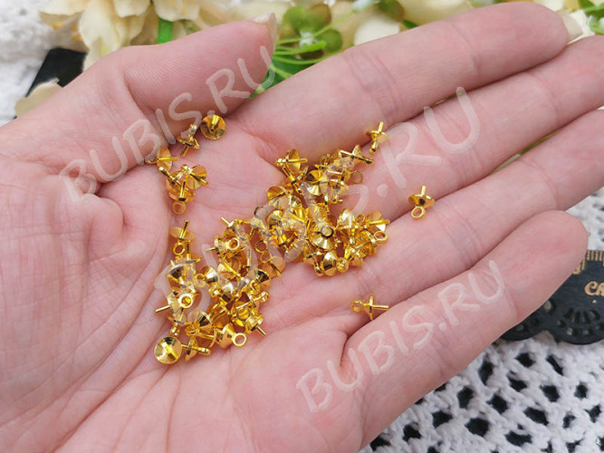 Держатель кулона 073 шапочка со штырьком 7*5*5мм золотистый (Brass) (10шт)