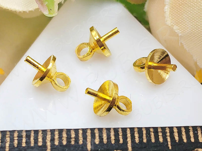 Держатель кулона 073 шапочка со штырьком 7*5*5мм золотистый (Brass) (10шт)