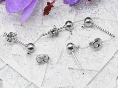 Пуссеты (&quot;гвоздики&quot;) №010 с шариком 4мм и петелькой 15*6*0,7мм цвет платины (Brass) (1 пара)