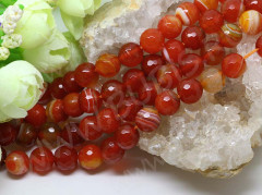 (ОПТ) Бусина округлая ГРАНЁНАЯ 10мм Агат Мадагаскарский т.рыжий (камни) (НИТЬ)