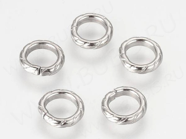 Кольцо декоративное 40 витое разъёмное 9*8,5*2мм цвет платины (Хирургическая сталь) (10шт.)