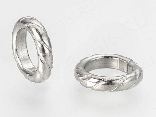 Кольцо декоративное 40 витое разъёмное 9*8,5*2мм цвет платины (Хирургическая сталь) (10шт.)