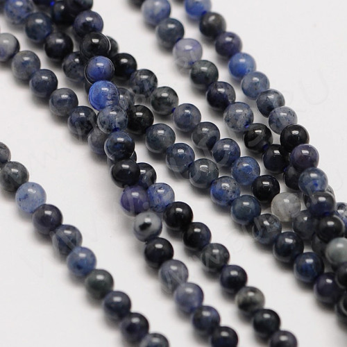 (ОПТ) Бусина округлая 2мм "каменный бисер" шарик Содалит натуральный (камни) (НИТЬ)