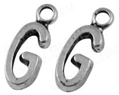 Подвеска буква &quot;G&quot; 16*6,5*2,5мм античное серебро (литьё)