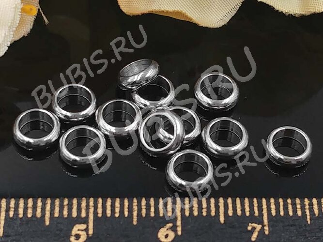 Кольцо декоративное 42 простое Рондель Бублик 4*4*1,5мм цвет платины (Хирургическая сталь) (20шт)