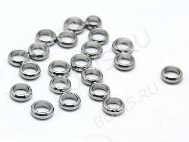 Кольцо декоративное 42 простое Рондель Бублик 4*4*1,5мм цвет платины (Хирургическая сталь) (20шт)