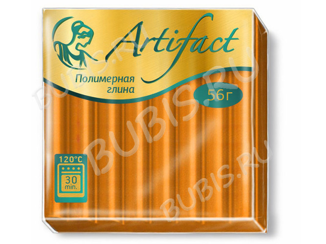 Полимерная глина Артефакт 222 оранжевый с блестками 56г.