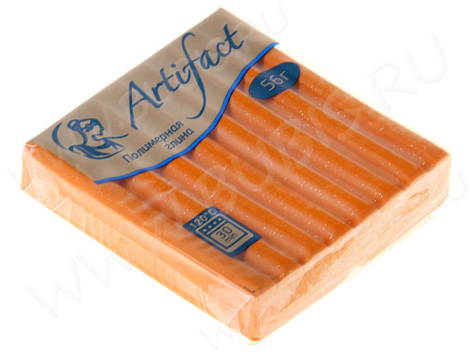 Полимерная глина Артефакт 222 оранжевый с блестками 56г.