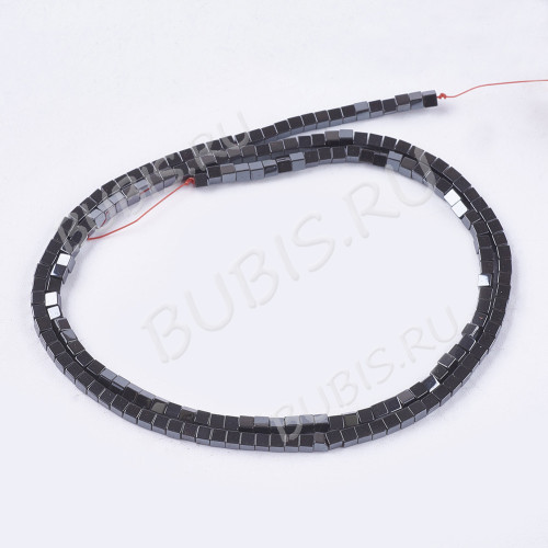 (ОПТ) Бусина каменная Кубик 09 2*2*2мм Гематит (камни) (НИТЬ)