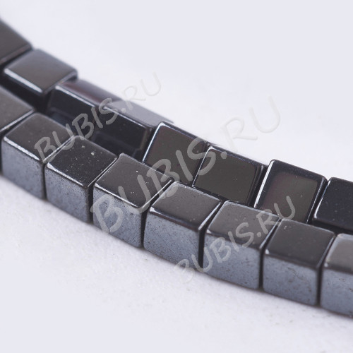 (ОПТ) Бусина каменная Кубик 09 2*2*2мм Гематит (камни) (НИТЬ)