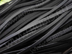 Шнур кожаный 33 мягкий кожзам полоска односторонний 5*1,5мм чёрный (1м)