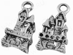 Подвеска Домик 03 3D Замок 21*10*3мм античное серебро (литьё)