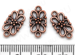 (СКИДКИ!!!) 066 Коннектор Цветочек прямоугольный 16*8*2,6мм античная медь (литьё) (10шт.)