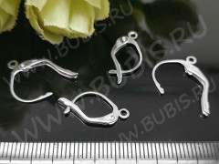 Швензы с английским замком №08 крабики 19*9*1,9мм серебристые (Brass) (1 пара)